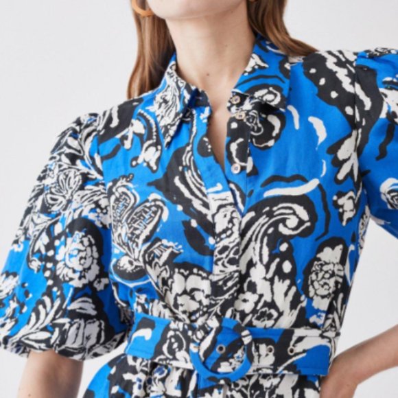 Get ready for Spring! NWT - Karen Millen Batik Linen Midi Shirt Dress - US 4 - Picture 9 of 12